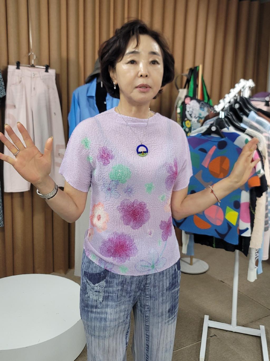 플리츠 꽃가라퍼플 TS